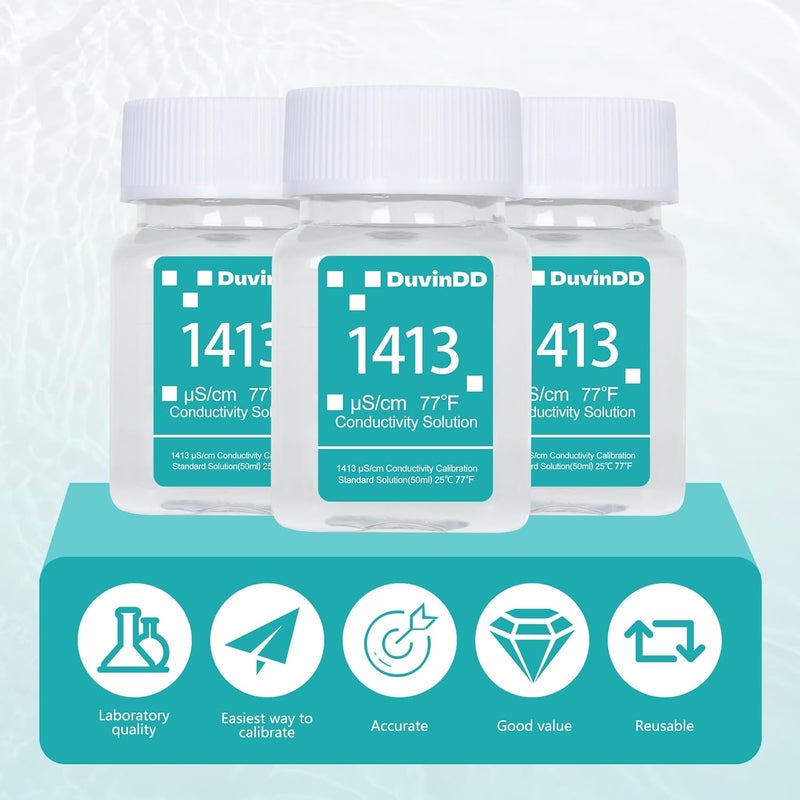 DuvinDD 1413 μS/cm Calibration Solution for TDS Meter, EC Meter, Water Tester Calibration Solution, 4 Bottles of 50mL, for Accurate Meter Calibration & Laboratory Testing - Image 4